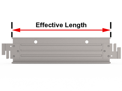 The picture shows the effective length of the steel toe board.