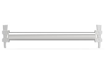 Three galvanized quicklock scaffolding ledgers in different lengths are displayed.