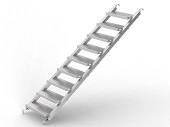 The picture shows the quicklock scaffolding stair stringer and its diagram.