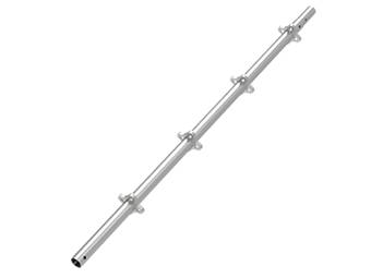 A galvanized quicklock scaffolding standard is displayed.