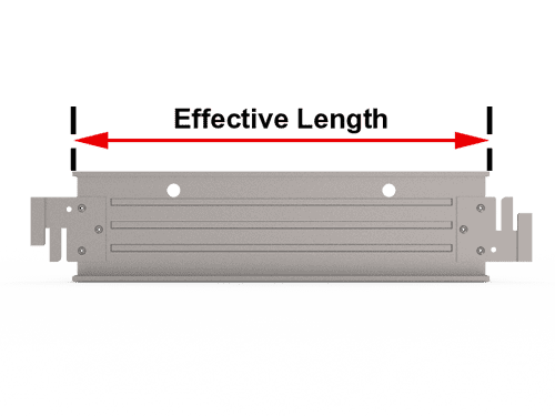The picture shows the effective length of the steel toe board.