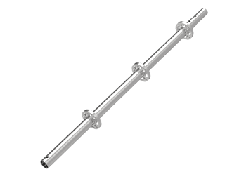 A galvanized ringlock scaffolding standard with inner spigots is displayed.