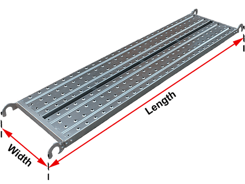 The picture shows the width and length of the steel plank.