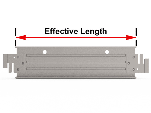 The picture shows the effective length of the steel toe board.