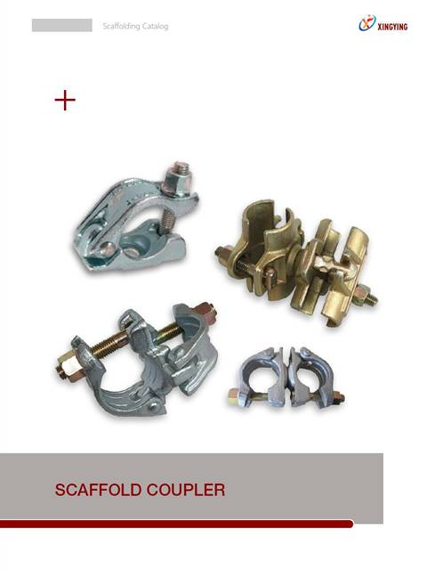 Four scaffold couplers in different shapes and sizes are displayed.