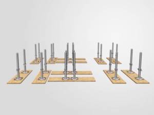 Jack bases are placed and fixed on the base plates.