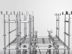 U-head jacks are inserted into the standards for installation.